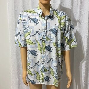Michael Austin Shirt Men 100% Cotton Marlin Marine Pattern Lightweight Plus XXL